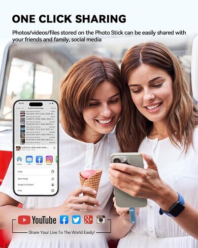 محرك أقراص فلاش سعة 128 جيجابايت معتمد من MFi لـ iPhone Photo Stick، محرك أقراص USB الإبهام، عصا ذاكرة عالية السرعة USB لتخزين الصور لجهاز iPhone USB Stick متوافق مع iPhone/iPad/Android/PC in Kuwait