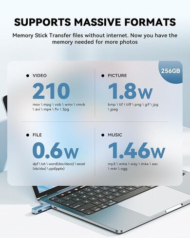 محرك أقراص فلاش سعة 128 جيجابايت معتمد من MFi لـ iPhone Photo Stick، محرك أقراص USB الإبهام، عصا ذاكرة عالية السرعة USB لتخزين الصور لجهاز iPhone USB Stick متوافق مع iPhone/iPad/Android/PC in Kuwait