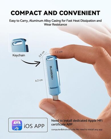 محرك أقراص فلاش سعة 128 جيجابايت معتمد من MFi لـ iPhone Photo Stick، محرك أقراص USB الإبهام، عصا ذاكرة عالية السرعة USB لتخزين الصور لجهاز iPhone USB Stick متوافق مع iPhone/iPad/Android/PC in Kuwait
