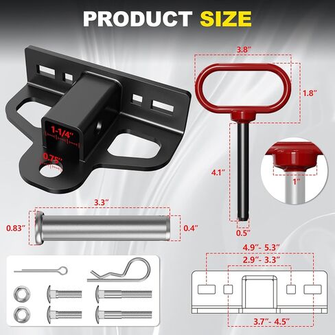 وصلة وصلة سحب مقطورة وجزازة بدون دوران، وصلة وصلة مقطورة فولاذية شديدة التحمل بسمك 6 مم مع جهاز استقبال 1-1/4 بوصة مع فتحة سلسلة متعددة الاستخدامات، ودبوس وصلة مقطورات 1/2 بوصة ودبابيس ومشابك مقاس 2/5 بوصة in Kuwait