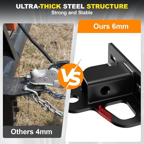 وصلة وصلة سحب مقطورة وجزازة بدون دوران، وصلة وصلة مقطورة فولاذية شديدة التحمل بسمك 6 مم مع جهاز استقبال 1-1/4 بوصة مع فتحة سلسلة متعددة الاستخدامات، ودبوس وصلة مقطورات 1/2 بوصة ودبابيس ومشابك مقاس 2/5 بوصة in Kuwait