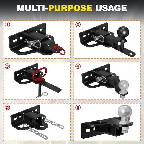 وصلة وصلة سحب مقطورة وجزازة بدون دوران، وصلة وصلة مقطورة فولاذية شديدة التحمل بسمك 6 مم مع جهاز استقبال 1-1/4 بوصة مع فتحة سلسلة متعددة الاستخدامات، ودبوس وصلة مقطورات 1/2 بوصة ودبابيس ومشابك مقاس 2/5 بوصة in Kuwait