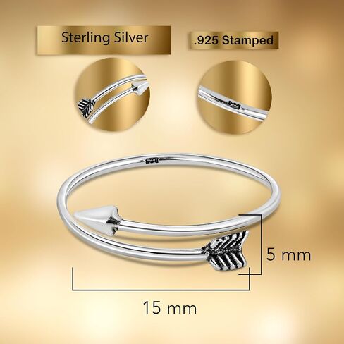 AeraVida 925 Silver Arrow Symbol of Strength and Purpose Adjustable Ring 7-9 in Saudi Arabia