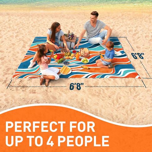 Everlasting Comfort Beach Blanket Waterproof Sandproof - Large Oversized Beach Mat for 10 People w/Stakes, Storage Bag - Beach Accessories for Family, Picnic, Concert, Travel in Kuwait