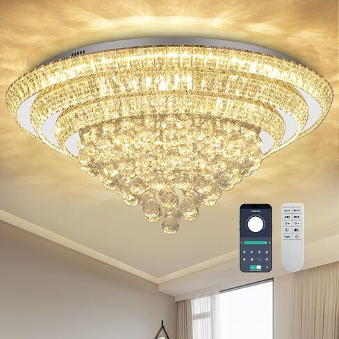 cocostar 24 "الثريات الكريستالية، فلوش جبل الثريا أدى ضوء السقف، الثريات الكريستال الحديثة قطرة المطر لغرفة الطعام، غرفة المعيشة، غرفة نوم in Kuwait