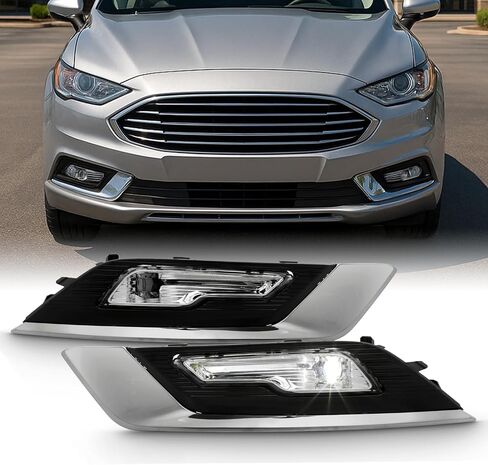 AKKON - Fits 2017 2018 2019 Ford Fusion LED Chrome Fog Lights Driving Lamp Pair w/Wiring Harness Switch Accessories in Saudi Arabia