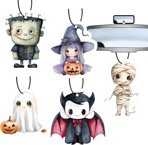 Fancy Land Halloween Car Air Fresheners Hanging Scented Halloween Cards Ornaments Individual for Rearview Mirror Tree Pendant Bedroom Wardrobe Deodorant Stocking Stuffers 5Pcs in Saudi Arabia