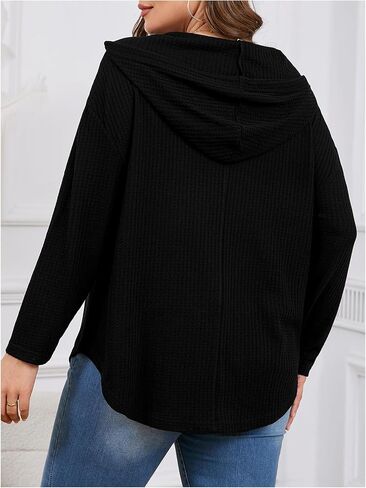 SOLY HUX Women's Plus Size Drawstring Hoodie Dressy Casual Raglan Long Sleeve Knit Sweatshirts in Saudi Arabia
