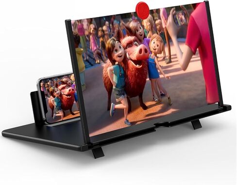 مكبر شاشة مقاس 20 بوصة للهاتف الخلوي - جهاز عرض مكبر لشاشة مكبرة ثلاثية الأبعاد عالية الدقة للأفلام ومقاطع الفيديو والألعاب - حامل حامل للهاتف المحمول قابل للطي مع مضخم شاشة - متوافق مع جميع الهواتف in Kuwait