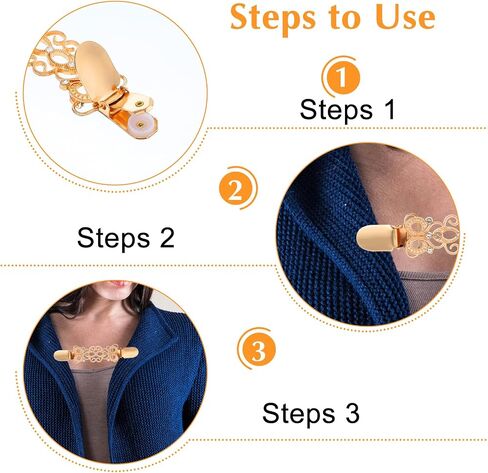 4 Pcs Vintage Sweater Clips, Waist Cinch Clips Alloy Dress Clip Back Cinch Shawl Cardigan Collar Clips with Rhinestones Pant Waist Clothing Tightener for Women in Saudi Arabia