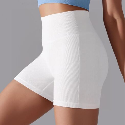 Women’s Ribbed Knit High-Waisted Shorts Stretchy Fitted Lounge Wear Casual Gym Shorts in Saudi Arabia