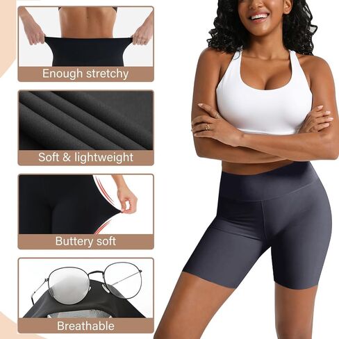 Women's High-Waisted Workout Shorts - No Front Seam, Soft Spandex, for Yoga & Running in Saudi Arabia