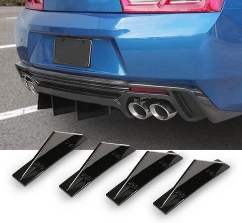 G-PLUS Rear Bumper Lip Splitter Diffuser 4pcs Compatible with Chevy Camaro All Models Shark Fin Spoiler Trim Covers Decoration Set Lip Wing Splitter Decoration Protector Set Glossy in Saudi Arabia