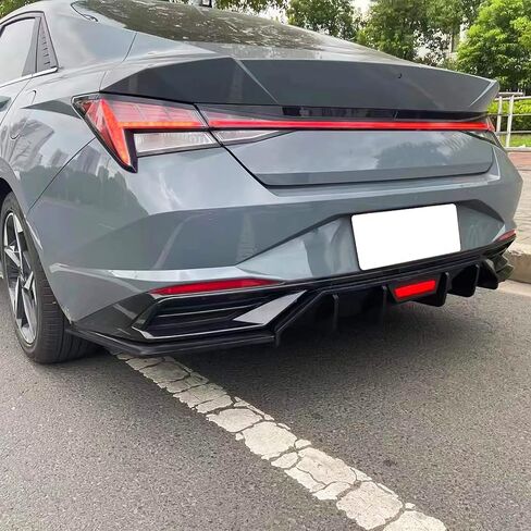 FREEMOTOR802 متوافق مع 2021-2023 Hyundai Elantra Sedan ناشر خلفي بأربعة أبواب، شفة ناشر المصد الخلفي مطبوعة من ألياف الكربون بنمط IKON تمت إضافتها على استبدال طقم الجسم in Kuwait