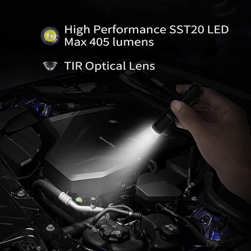 ThruNite EDC Flashlight Archer Mini، 405 Lumens Tail Switch LED Flashlight، USB C قابلة للشحن قلم جيب صغير للتخييم، في الهواء الطلق، والطوارئ - أبيض بارد in Kuwait