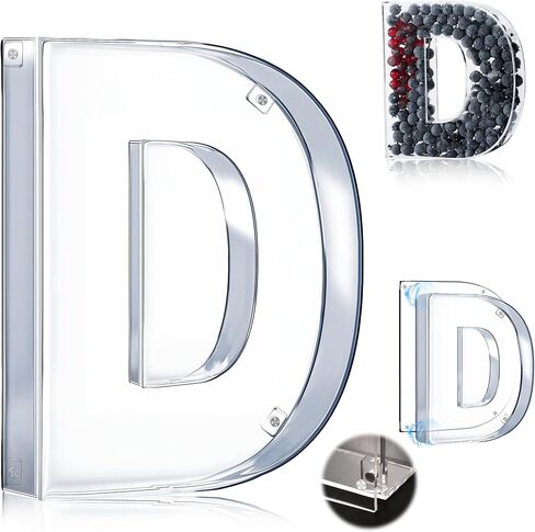 Magnetic Acrylic Letter D Charcuterie Box with Lid, 10" Reusable Acrylic Fillable Letter Charcuterie Tray Alphabet Form Plate for Birthday Party Decorative Anniversaries Display Fruit Cake(Letter D) in Kuwait