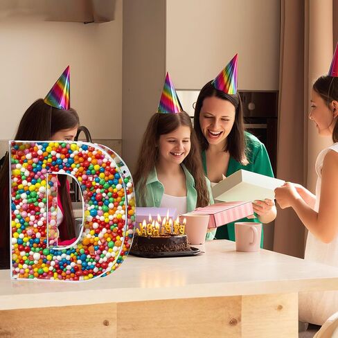 Magnetic Acrylic Letter D Charcuterie Box with Lid, 10" Reusable Acrylic Fillable Letter Charcuterie Tray Alphabet Form Plate for Birthday Party Decorative Anniversaries Display Fruit Cake(Letter D) in Kuwait