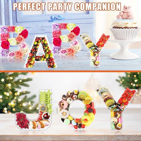 Magnetic Acrylic Letter D Charcuterie Box with Lid, 10" Reusable Acrylic Fillable Letter Charcuterie Tray Alphabet Form Plate for Birthday Party Decorative Anniversaries Display Fruit Cake(Letter D) in Kuwait