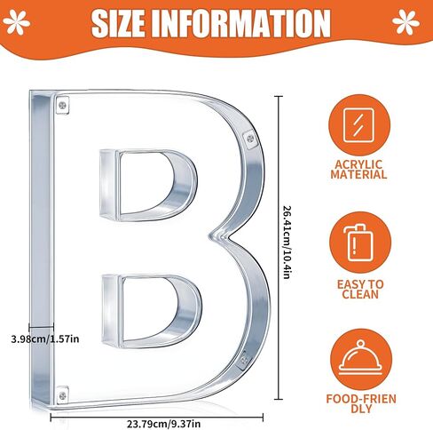 Magnetic Acrylic Letter D Charcuterie Box with Lid, 10" Reusable Acrylic Fillable Letter Charcuterie Tray Alphabet Form Plate for Birthday Party Decorative Anniversaries Display Fruit Cake(Letter D) in Kuwait