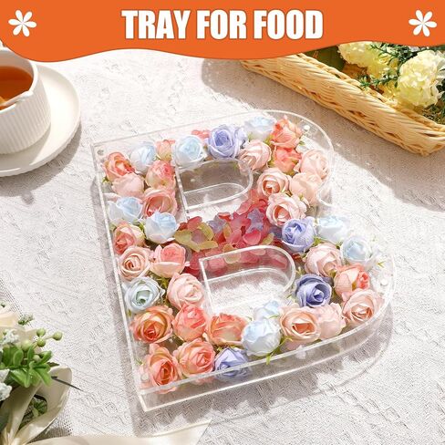 Magnetic Acrylic Letter D Charcuterie Box with Lid, 10" Reusable Acrylic Fillable Letter Charcuterie Tray Alphabet Form Plate for Birthday Party Decorative Anniversaries Display Fruit Cake(Letter D) in Kuwait