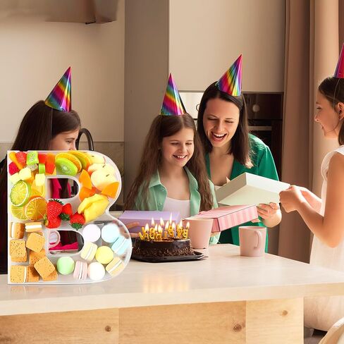 Magnetic Acrylic Letter D Charcuterie Box with Lid, 10" Reusable Acrylic Fillable Letter Charcuterie Tray Alphabet Form Plate for Birthday Party Decorative Anniversaries Display Fruit Cake(Letter D) in Kuwait