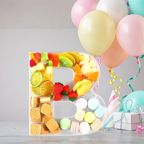Magnetic Acrylic Letter D Charcuterie Box with Lid, 10" Reusable Acrylic Fillable Letter Charcuterie Tray Alphabet Form Plate for Birthday Party Decorative Anniversaries Display Fruit Cake(Letter D) in Kuwait