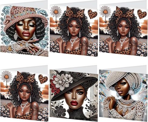 Jishshay 6 PCS Diamond Art Retaing Cards Diamond Painting Cards Mareing Cards Painting Birthday Cards Diamond Art Birthday Cards Diamond Paint in Kuwait