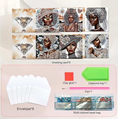 Jishshay 6 PCS Diamond Art Retaing Cards Diamond Painting Cards Mareing Cards Painting Birthday Cards Diamond Art Birthday Cards Diamond Paint in Kuwait