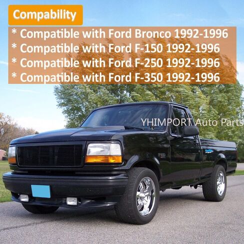 Ford Grill Insert - Billet Grille Compatible with 1992-1996 Ford Bronco & F-Series Pickup (Black Powder Coated) in Saudi Arabia