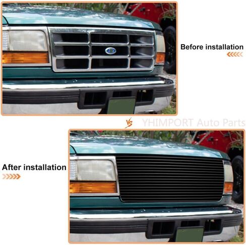 Ford Grill Insert - Billet Grille Compatible with 1992-1996 Ford Bronco & F-Series Pickup (Black Powder Coated) in Saudi Arabia