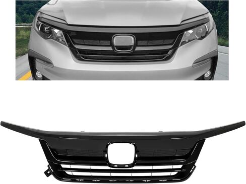 KUAFU Front Grille Grill Compatible with 2019-2022 Honda Pilot Replacement for 71150TG7A50 Painted Bumper Upper Hood Grille Black in Saudi Arabia