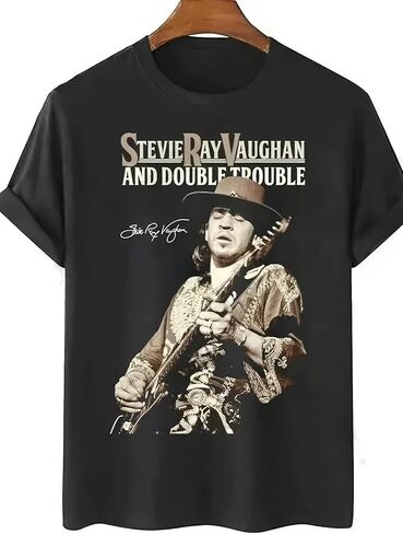Blues Rock Guitar T-Shirt Men's Women's SRV Graphic Print (S-3XL) 220g Cotton in Kuwait