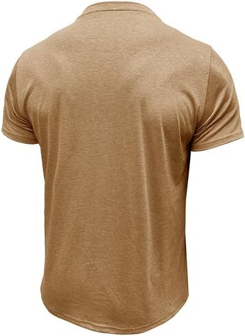 Mens Henley Shirts Short Sleeve Button Cotton T-Shirt with Pocket in Saudi Arabia