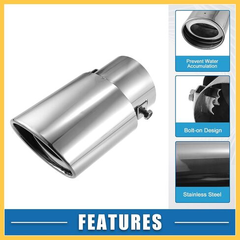 Car Exhaust Tip Pipe Straight Shaped Applicable Diameter 2.44" Universal Exhaust Pipe Muffler Tip Tailpipe Bolt-On Metal Silver Tone Auto Replacement Parts in Saudi Arabia