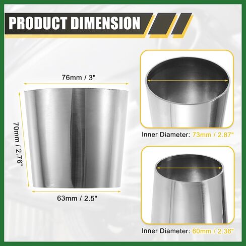 Motoforti Car Mandrel Exhaust Bend Elbow Pipe 304 Stainless Steel Concentric Reducer 2.5" OD to 3" OD 2pcs Long-lasting in Saudi Arabia