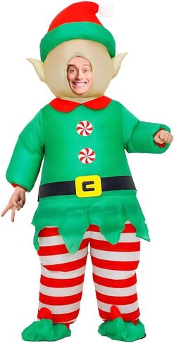 MXoSUM Inflatable Christmas Elf Snowman Costume for Adult Funny Blow up Santa Claus Gingerbread Man Costume in Kuwait