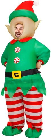 MXoSUM Inflatable Christmas Elf Snowman Costume for Adult Funny Blow up Santa Claus Gingerbread Man Costume in Kuwait