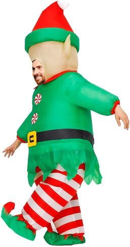 MXoSUM Inflatable Christmas Elf Snowman Costume for Adult Funny Blow up Santa Claus Gingerbread Man Costume in Kuwait