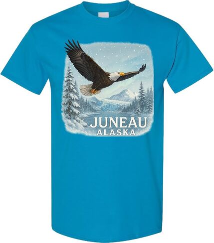inktastic Juneau Alaska Bald Eagle Mountain Landscape Adult T-Shirt in Saudi Arabia