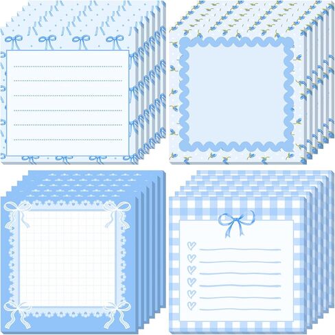 Thenshop 24 Pack Bow Sticky Notes 3 x 3 Inch Watercolor Cute Sticky Note Pads Assortment Ribbon Notebook Memo Pads Themed Party Favors for Home Office(Pink) in Saudi Arabia