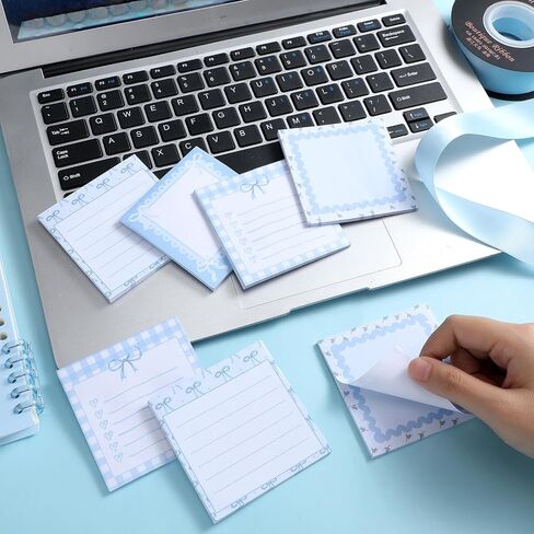 Thenshop 24 Pack Bow Sticky Notes 3 x 3 Inch Watercolor Cute Sticky Note Pads Assortment Ribbon Notebook Memo Pads Themed Party Favors for Home Office(Pink) in Saudi Arabia