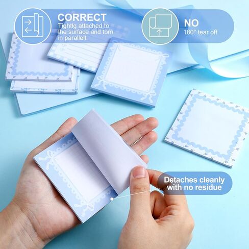 Thenshop 24 Pack Bow Sticky Notes 3 x 3 Inch Watercolor Cute Sticky Note Pads Assortment Ribbon Notebook Memo Pads Themed Party Favors for Home Office(Pink) in Saudi Arabia