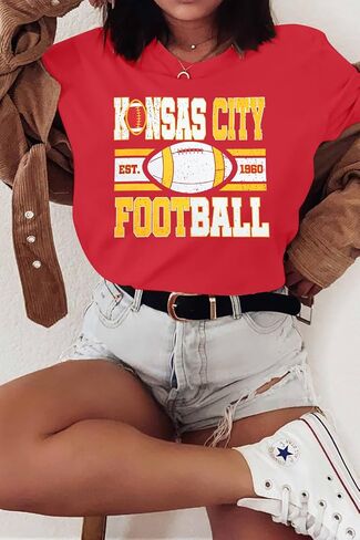 Football Shirts for Women Game Day Tshirt Vintage Leopard Soccer Splatter Graphic Tee Team Fan Gifts Tops in Kuwait