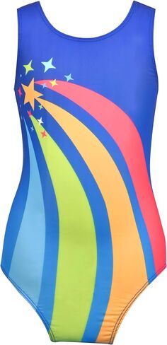 Sunny Fashion Girls One Piece Geometry Gymnastic Leotard Rhinestone Show Sleeveless in Saudi Arabia