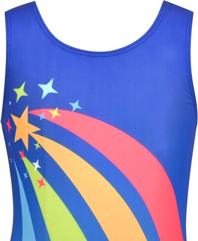 Sunny Fashion Girls One Piece Geometry Gymnastic Leotard Rhinestone Show Sleeveless in Saudi Arabia