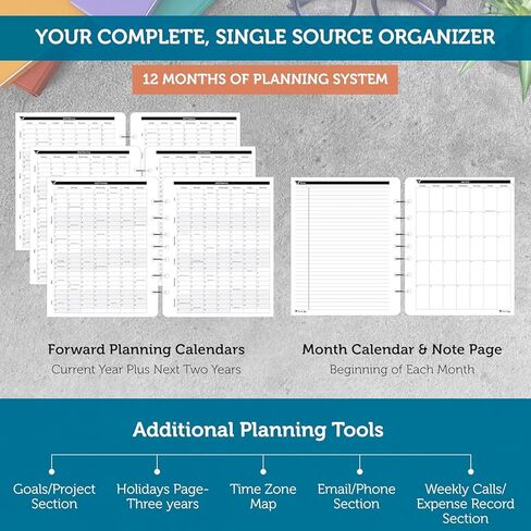 Planner Pad 7 Hole Leaf Leaf 3-Tier Downlel Down Down 12 Months ، يوليو 2025-يونيو 2026/العام الأكاديمي ، الحبر الأخضر الناعم ، 6 3/4 "× 8 1/2" in Kuwait