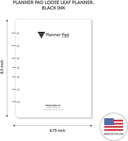Planner Pad 7 Hole Leaf Leaf 3-Tier Downlel Down Down 12 Months ، يوليو 2025-يونيو 2026/العام الأكاديمي ، الحبر الأخضر الناعم ، 6 3/4 "× 8 1/2" in Kuwait