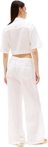 Tommy Jeans Women's Crop Linen Shirt with Front Tie Detail in Saudi Arabia
