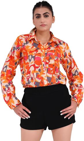 Women's Cotton Printed Full Sleeve Shirt – Comfortable Casual, Stylish Button-Down Shirt in Saudi Arabia