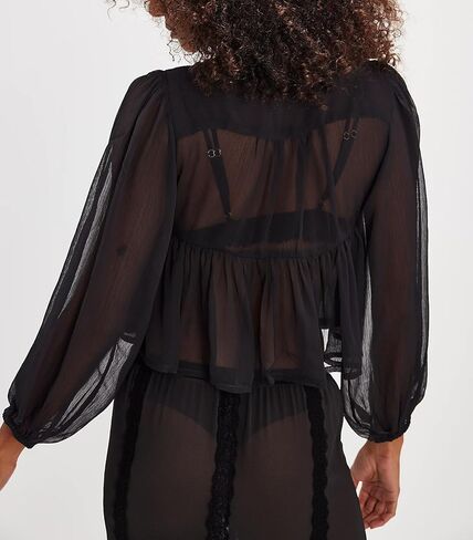 Lace Long Sleeve Tops for Women Boho Tie Front Ruffle Trim Coquette Shirts Y2k Button Flowy Peplum Blouse Going Out in Kuwait